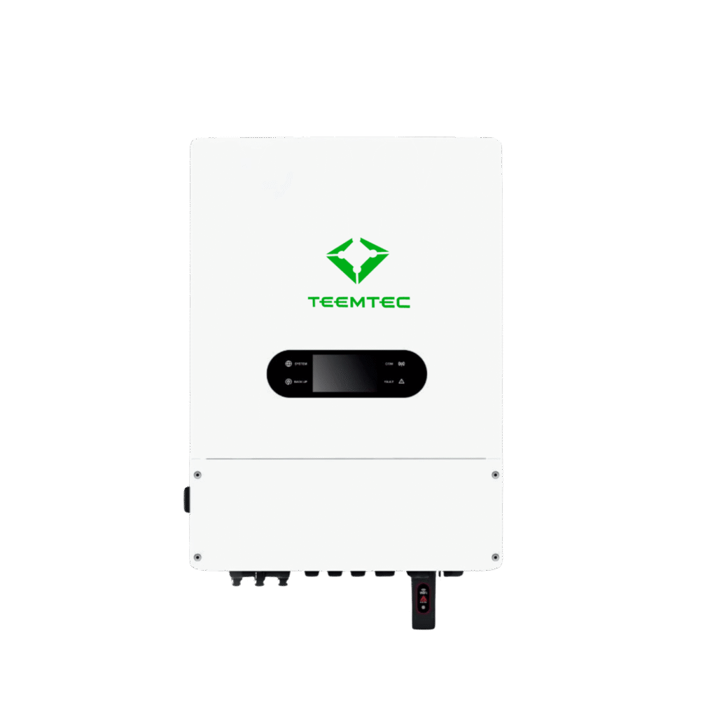 Three-phase hybrid solar inverter 5–12 kW front view with upgraded 36A max input current
